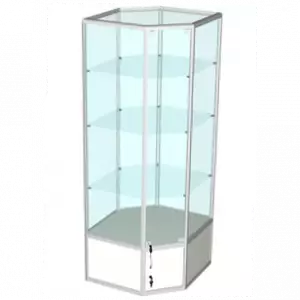 Витрина из алюминиевого профиля с подиумом угловая для - ВА-350,351 (ВА-353)
