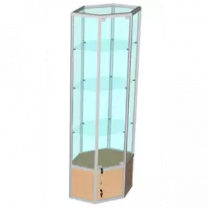 Витрина из алюминиевого профиля с подиумом угловая для - ВА-650,651 (ВА-653)