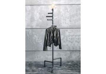 Вешалка для одежды спиралевидная с ретро лампой, в стиле Лофт