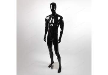 Манекен мужской, чёрный глянцевый, безликий 1890мм. B16C/1(B)