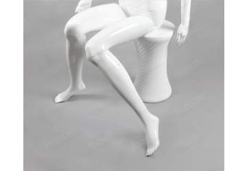 Манекен женский безликий, в позе сидя, белый глянец  1320мм FE6W