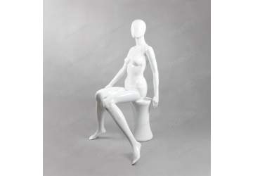 Манекен женский безликий, в позе сидя, белый глянец  1320мм FE6W