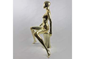 Манекен женский безликий, в позе сидя, золотой глянец  1320мм FE6G