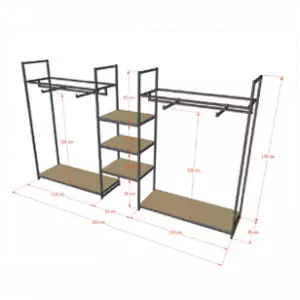 Стеллаж для одежды КС-1706 со стеклом в стиле Loft