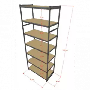 Стеллаж в стиле LOFT AС2290-21-Ч со стеклом 220х90х45