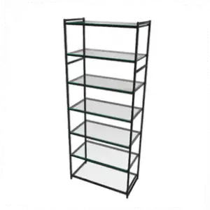 Стеллаж в стиле LOFT AС2290-21-Ч со стеклом 220х90х45