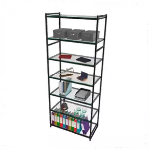 Стеллаж в стиле LOFT AС2290-21-Ч со стеклом 220х90х45